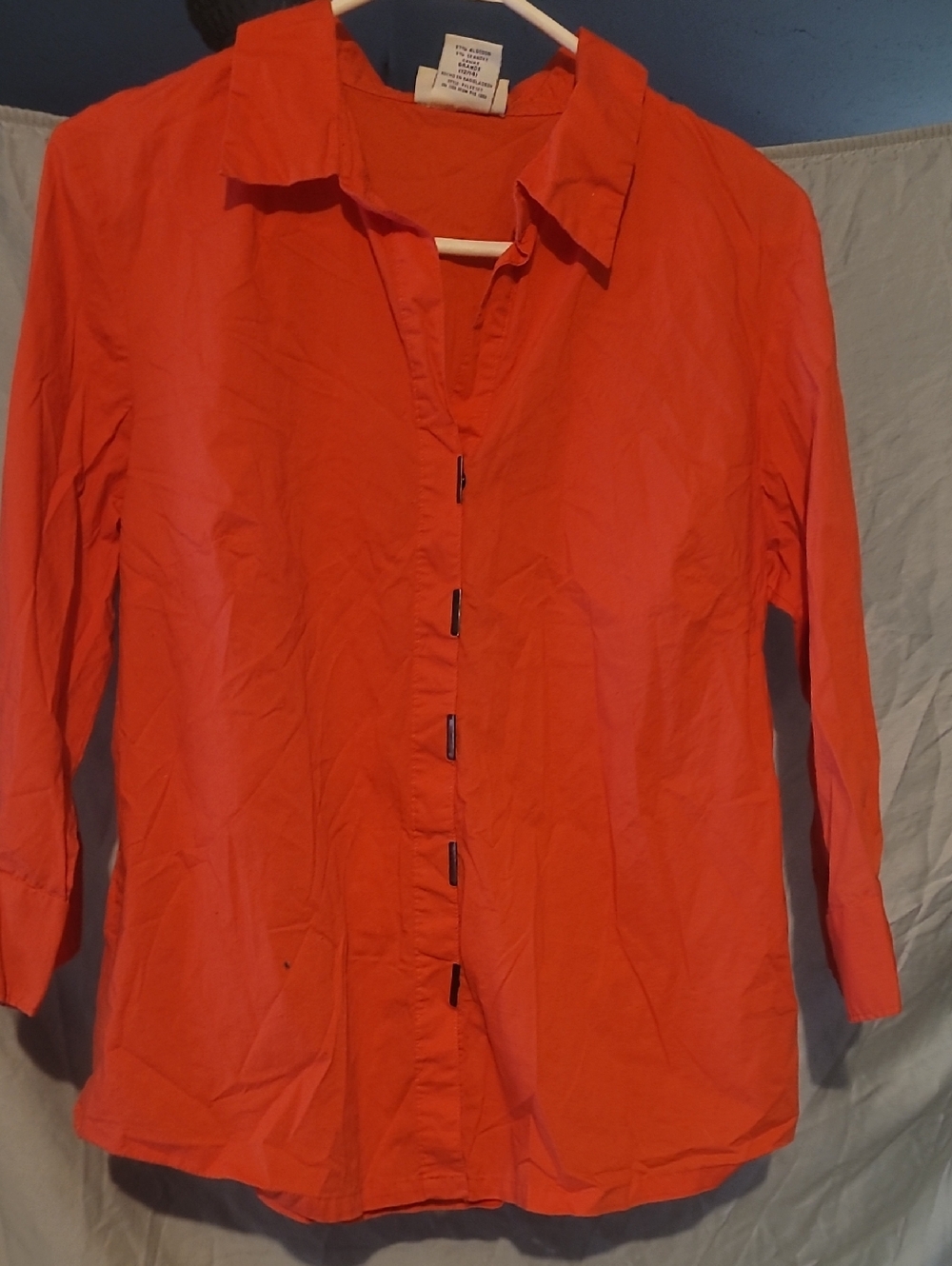Faded Glory Orange Stretch Button-Front Shirt